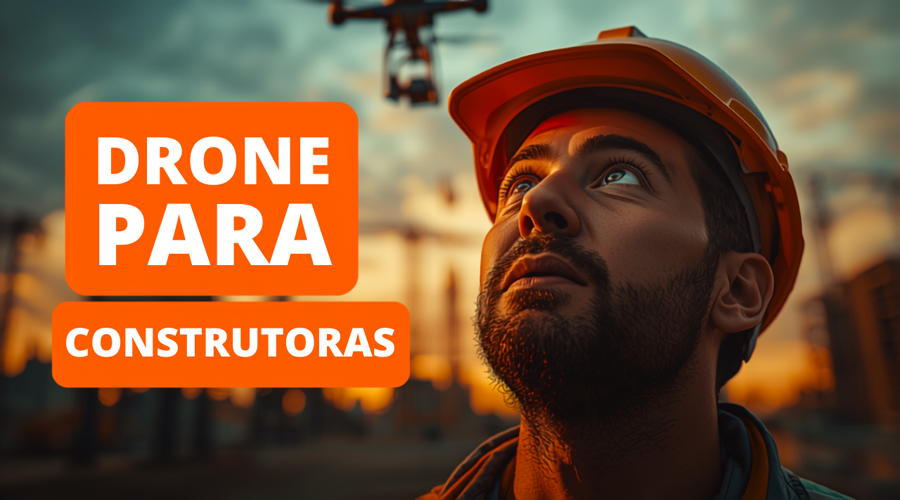 Drone sobrevoando canteiro de obras de um empreendimento imobiliário em Fortaleza para captação de imagens aéreas
