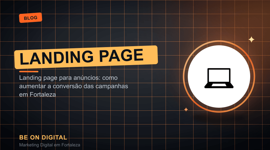 Landing page de conversão exibida em notebook, com formulário de contato e botão de chamada para ação destacado