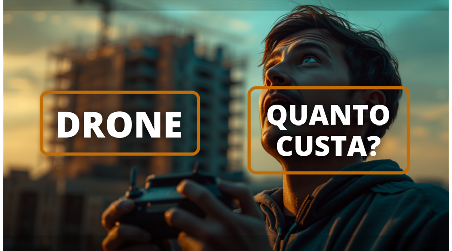 Piloto profissional operando drone com controle remoto durante captação de imagens aéreas em Fortaleza