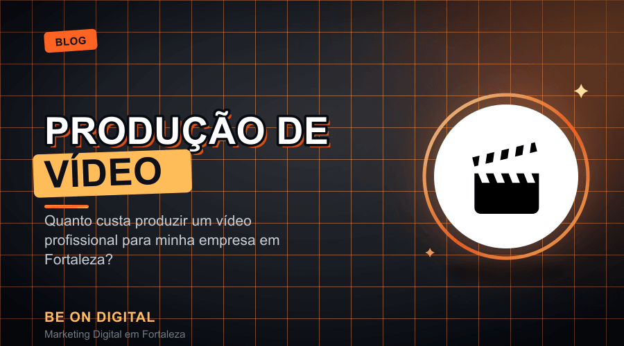 Câmera profissional e equipamento de iluminação montados para gravação de vídeo corporativo em Fortaleza