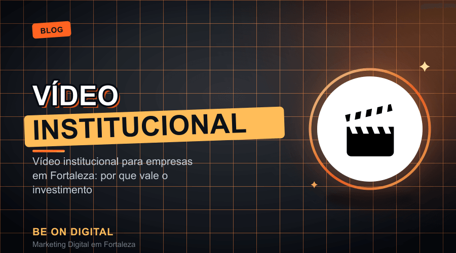 Equipe de produção audiovisual filmando vídeo institucional dentro de uma empresa em Fortaleza, com câmera profissional e iluminação